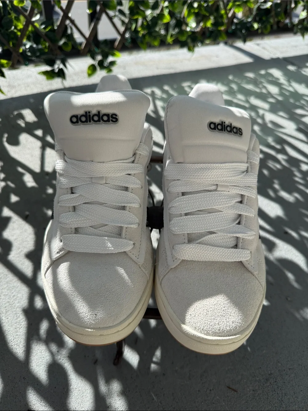 Adidas White Suede Low-Top Sneakers with Black Logo